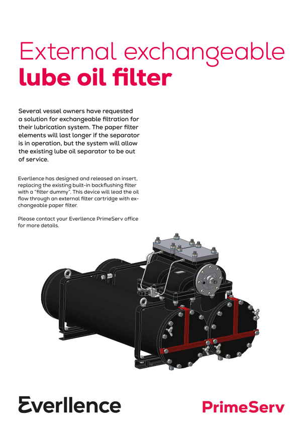 External exchangeable lube oil filter